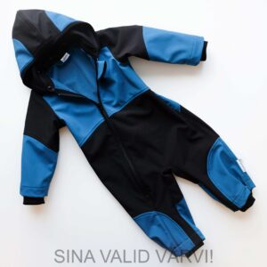 GOMERA kontrastne laste softshell kombe. Tellimustööna valmiv vee- ja tuulekindel kevad-sügis õueriietus.
