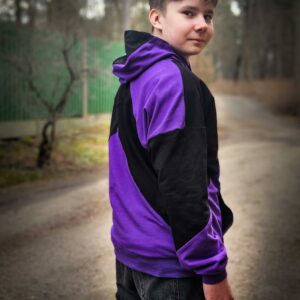 Kordumatu GOMERA oversize laste pusa diagonaalse värviplokiga. Kvaliteetne Eesti käsitöö.