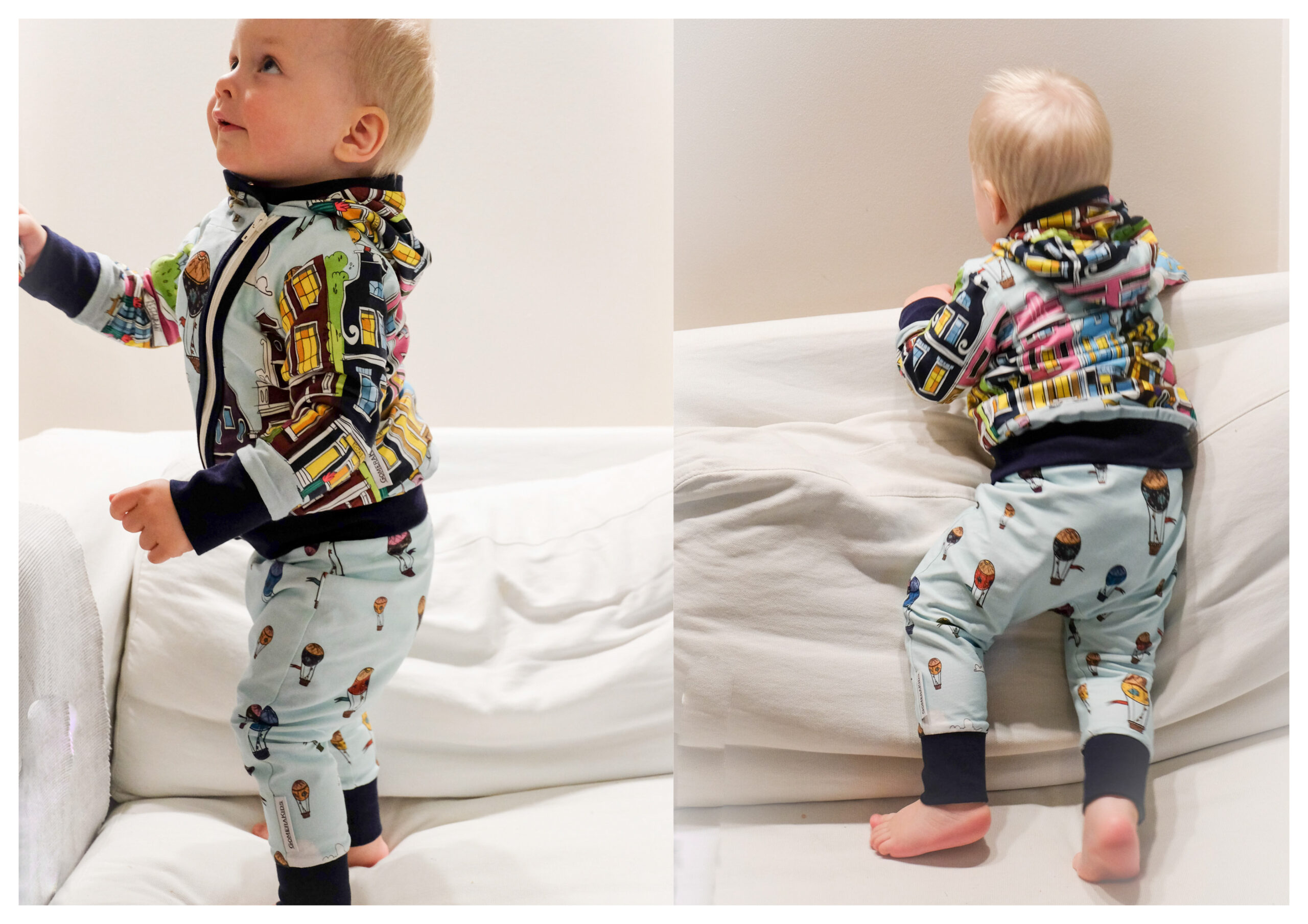 Mugavad laste haaremipüksid aktiivseks liikumiseks. GOMERA streetwear stiilis lasteriided Eesti disainerilt.