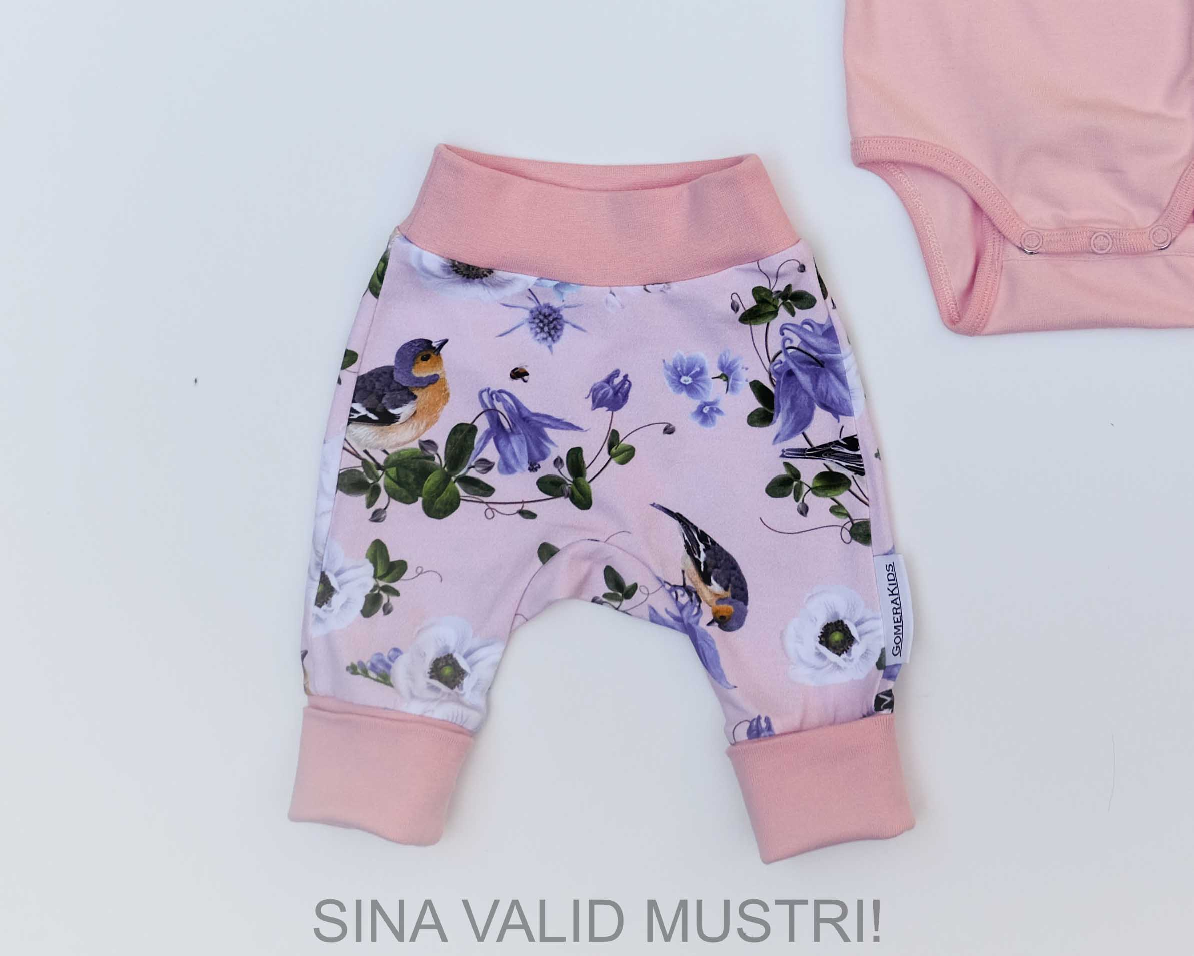 Laste püksid laia mustrivalikuga ja erineva voodrivalikuga